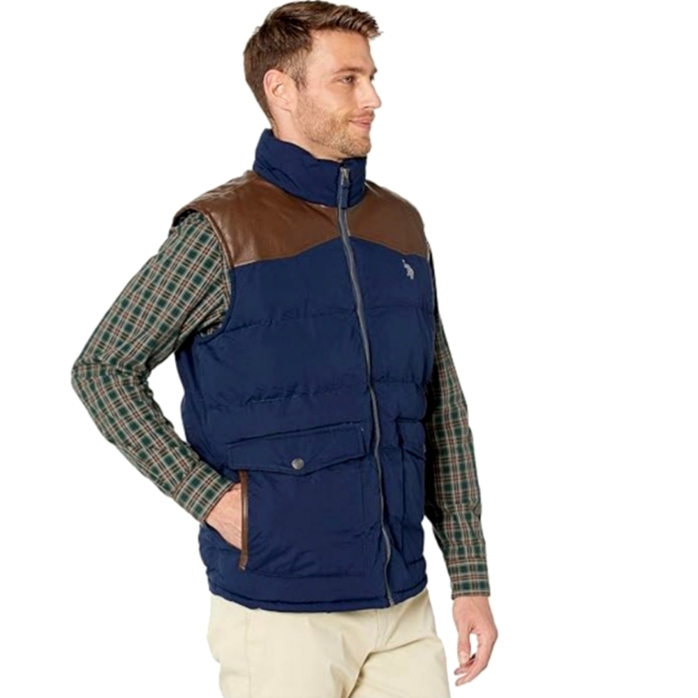 U.S. Polo Assn. Mens Puffer Vest Size S Womens M/L Unisex Puffer Vest Navy - Picture 7 of 13